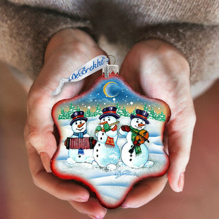 Village Celebration Snowman Snowflake Glass Ornament by G. DeBrekht - Christmas Decor - 754-013