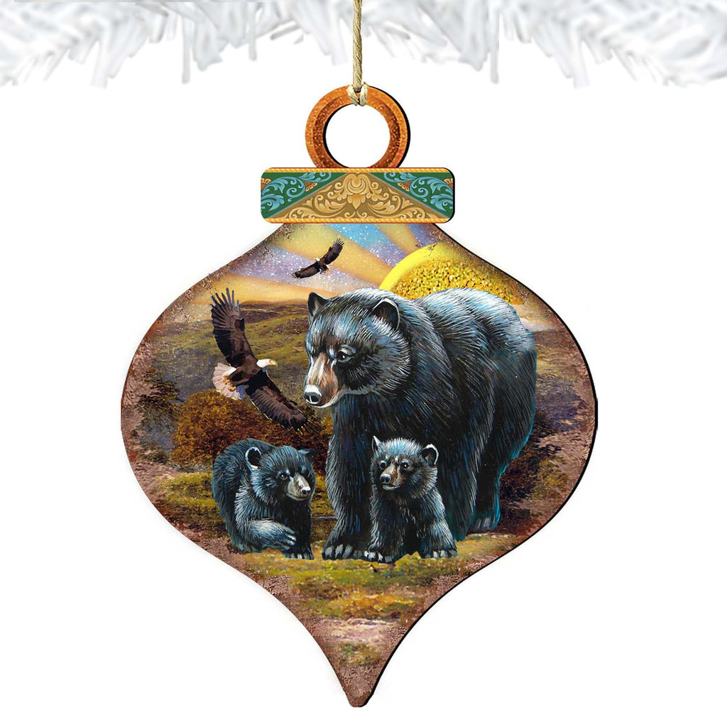 Rising Sun Bears Wooden Ornaments - Tree Ornament by G. DeBrekht - Wildlife Holiday Decor - 8015214