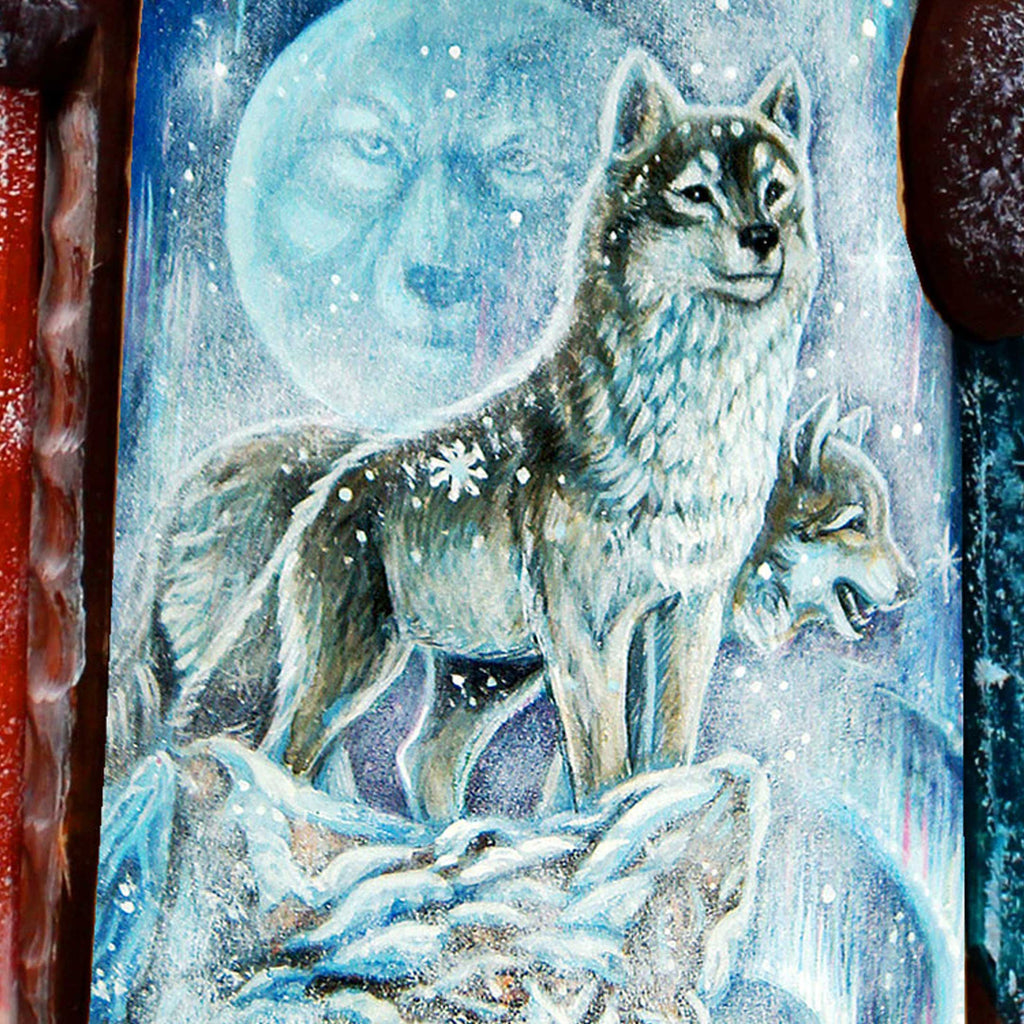 Winter Wolves Santa Hand-Painted WOODCARVED Masterpiece Figurine by G. DeBrekht - Christmas Decor - 8201020