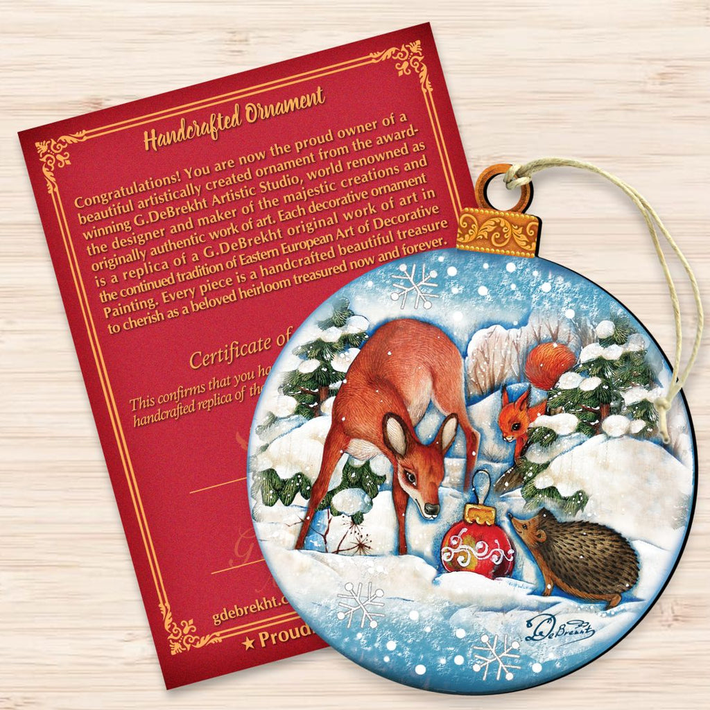 Forest Friends Ball Wooden Ornaments by G. DeBrekht - Wildlife Holiday Decor - 8173412