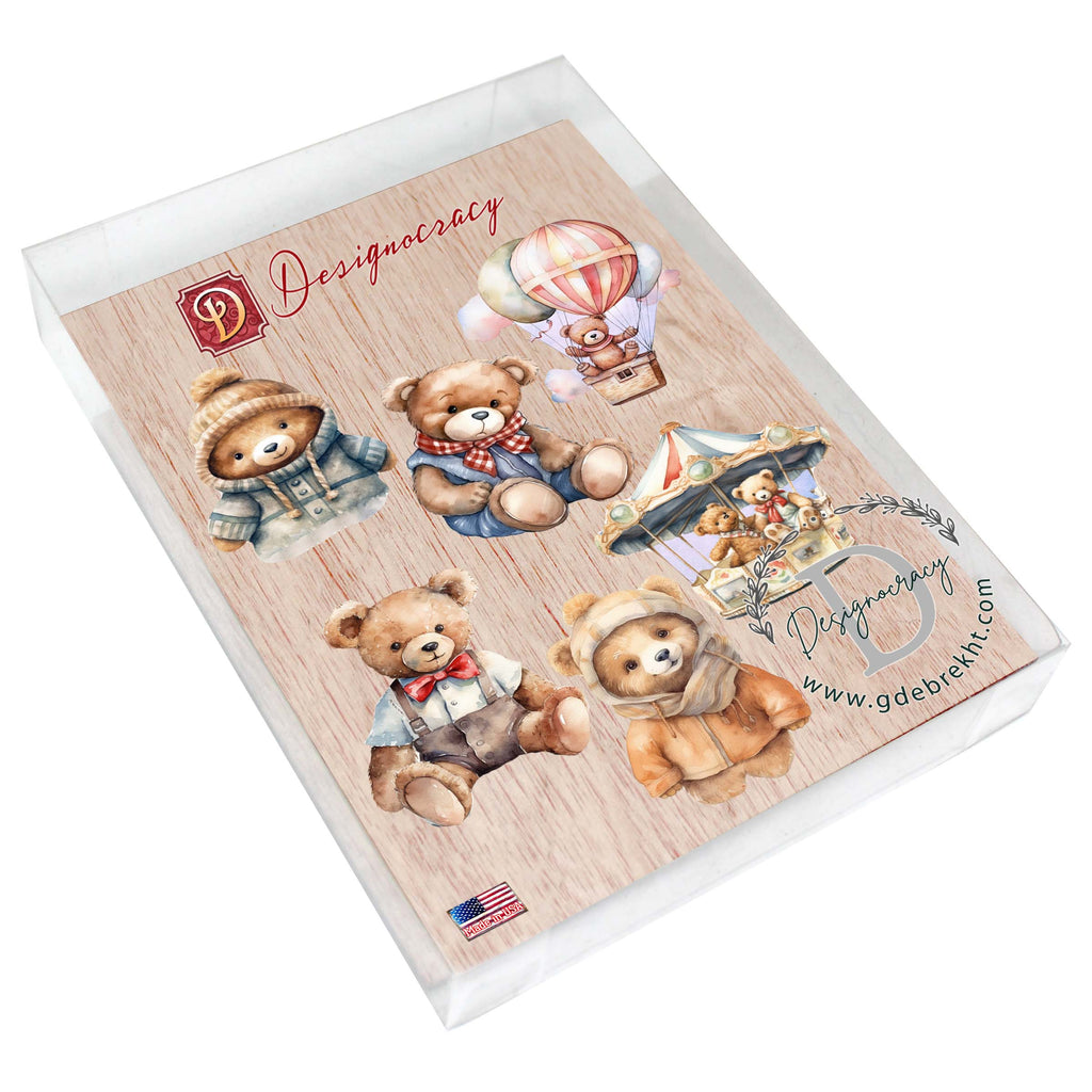 a picture of some teddy bears on a wooden background