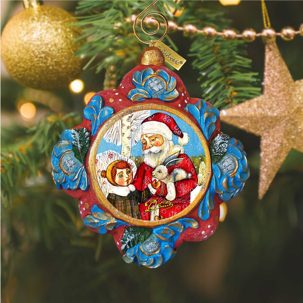 Santa with Boy Sculpted Hand-Painted Christmas Ornament by G. DeBrekht - Christmas Decor - 6102431
