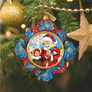 Santa with Boy Sculpted Hand-Painted Christmas Ornament by G. DeBrekht - Christmas Decor - 6102431