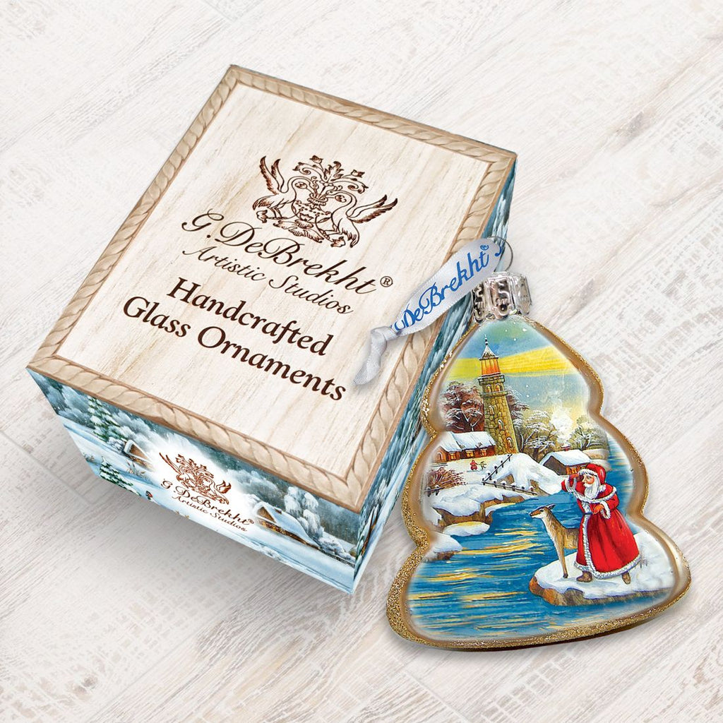 Lighthouse Santa Mercury Glass Ornament by G. DeBrekht - Coastal Holiday Decor - 773025
