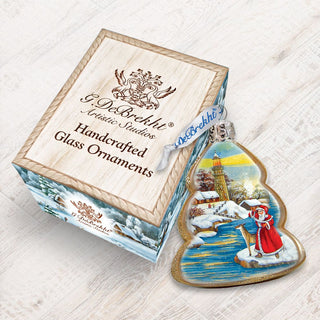 Lighthouse Santa Mercury Glass Ornament by G. DeBrekht - Coastal Holiday Decor - 773025