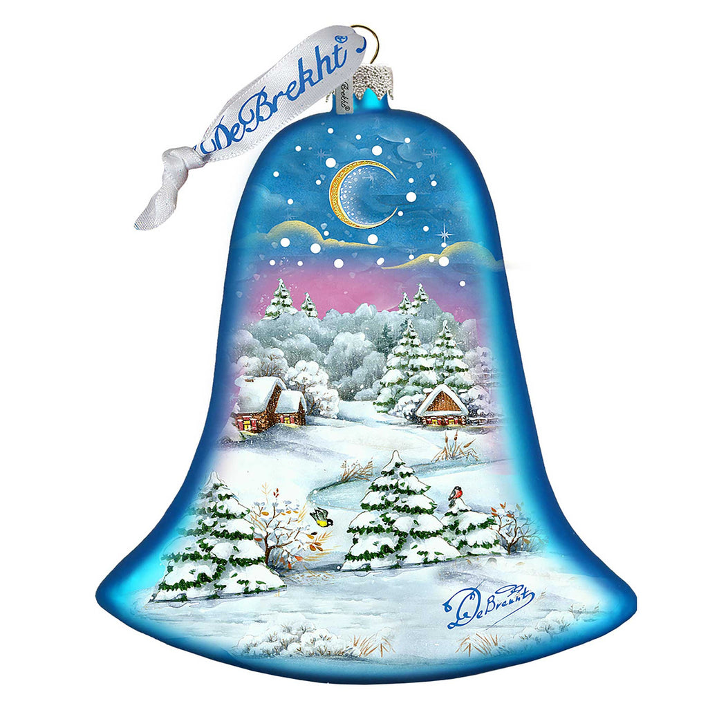 Winter Village Bell Glass Ornament by G. DeBrekht - Christmas Decor - 73141