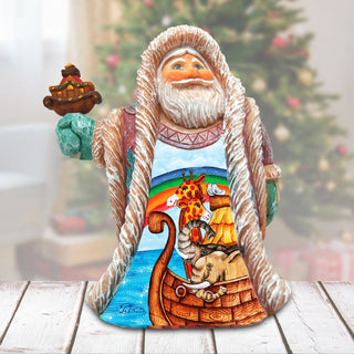 Noah's Ark Regal Santa Handcrafted Christmas Figurine - G. DeBrekht Christmas Santa Snowman Decor - 532332