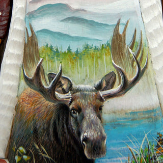 Santa Moose Hand-Painted WOODCARVED Masterpiece by G. DeBrekht - Wildlife Holiday Decor - 821554