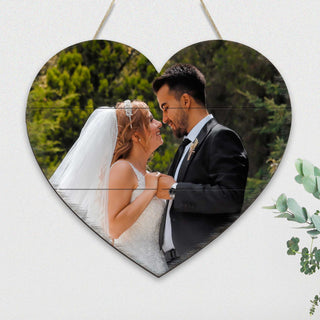 Personalized Gift Heart Photo - Custom Portrait on Wood