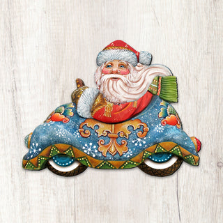 Santa In the Car Christmas Door Decor by G. DeBrekht - Christmas Santa Snowman Decor - 8112045H