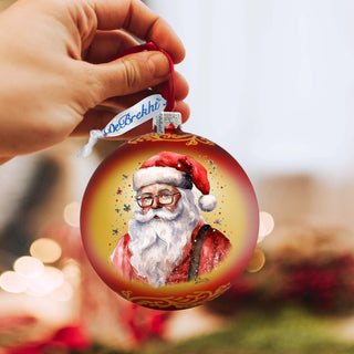 Jolly Santa Claus Ball Glass Ornament by G. Debrekht - Christmas Santa Snowman Decor - 73374
