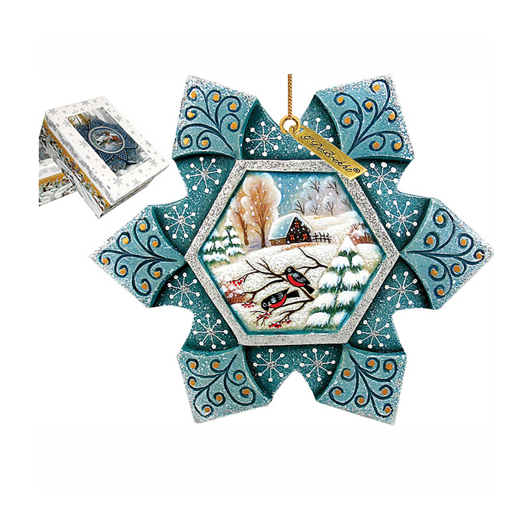 Robin Snowfall Sculpted Hand-Painted Christmas Ornament by G. DeBrekht - Wildlife Holiday Decor - 6102170