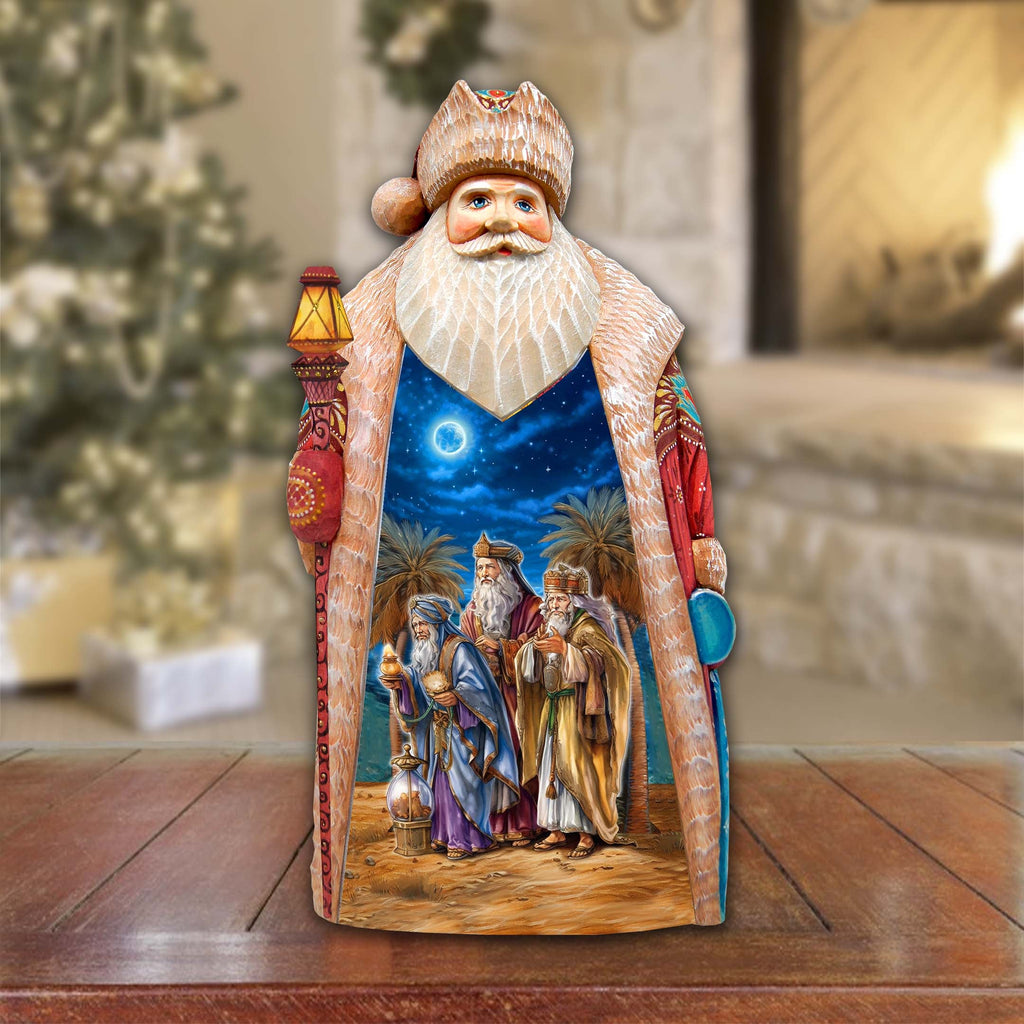 Three Kings Journey Santa Hand-Painted WOODCARVED Masterpiece by G. DeBrekht - Nativity Holiday Decor - 210234SE