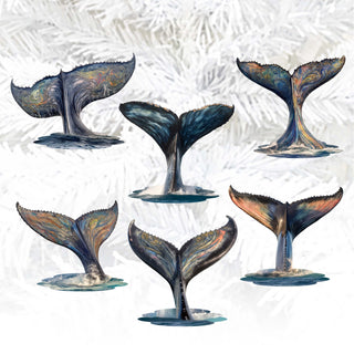 Vibrant Whale Stories Clip-On Eco Wood Decorative Ornaments Set of 6 by G. Debrekht - Wildlife Decor - 8090104C-S6