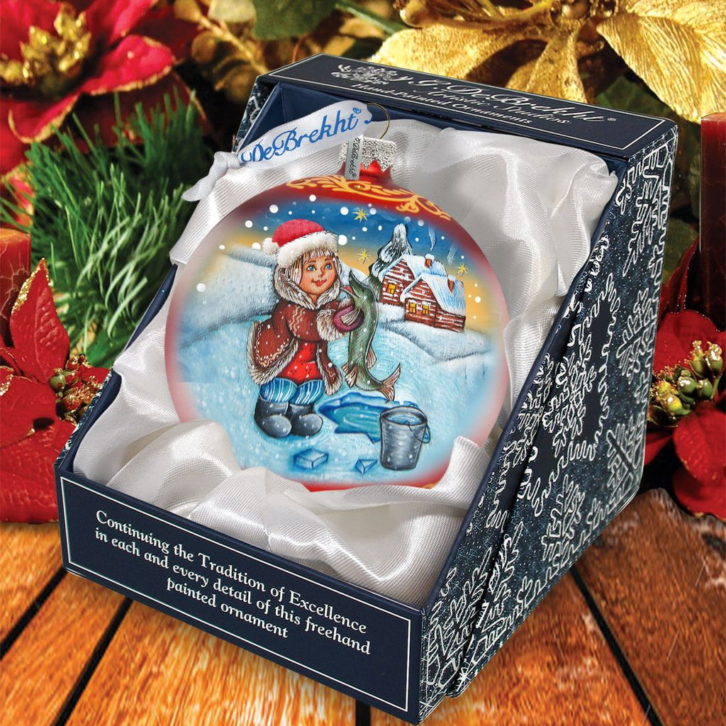 For The Pike Village Ball Glass Ornament by G. DeBrekht - Christmas Decor - 73323