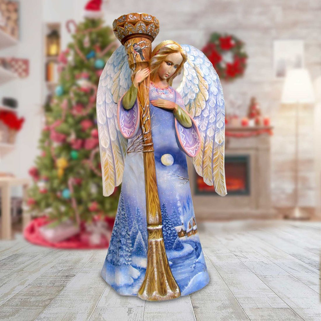 Dusk to Dawn Angel Hand-Painted WOODCARVED Masterpiece by G. DeBrekht - Nativity Holiday Decor - L24121
