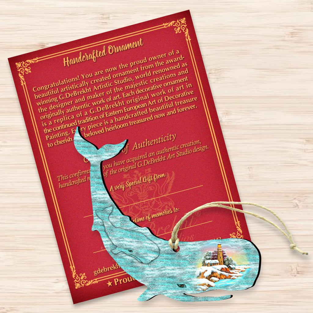 Whale Wooden Ornaments by G. DeBrekht - Coastal Holiday Decor - 8198516