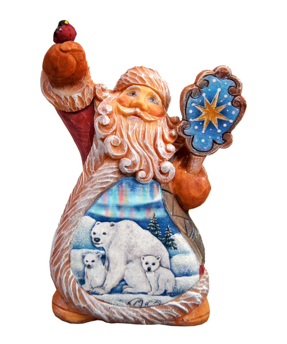 Santa Polar Bear Sculpted Hand-Painted Christmas Figurine by G. DeBrekht - Wildlife Holiday Decor - 661512