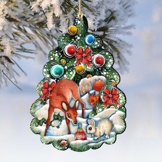 Forest Christmas Tree Wooden Ornaments by G. DeBrekht - Wildlife Holiday Decor - 8119182