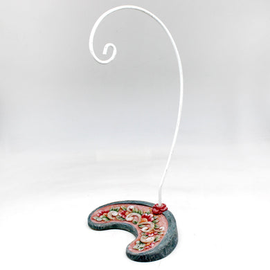 Metal Ornament Holder Stand on Cast Flower Base - 12 Inches Tall - Christmas Ornament Display by G. Debrekht - Limited Quantity Available