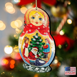 Night Before Christmas Matreshka Wooden Ornaments by G. DeBrekht - Christmas Decor - 8110734