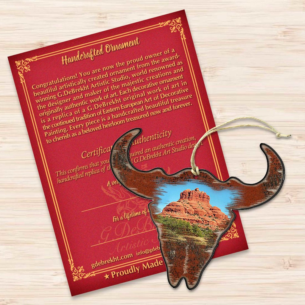 Buffalo Skull Wooden Ornaments by Nature Wonders - Wildlife Holiday Decor - 8198235