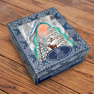 Winter Village with Moose Tree Glass Ornament by G. DeBrekht - Christmas Decor - 762-021