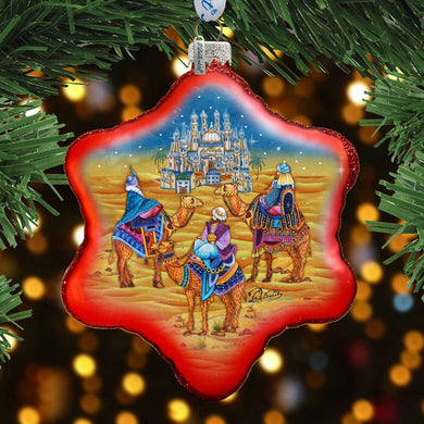 Three Kings Snowflake Glass Ornament by G. DeBrekht - Nativity Holiday Decor - 754-009
