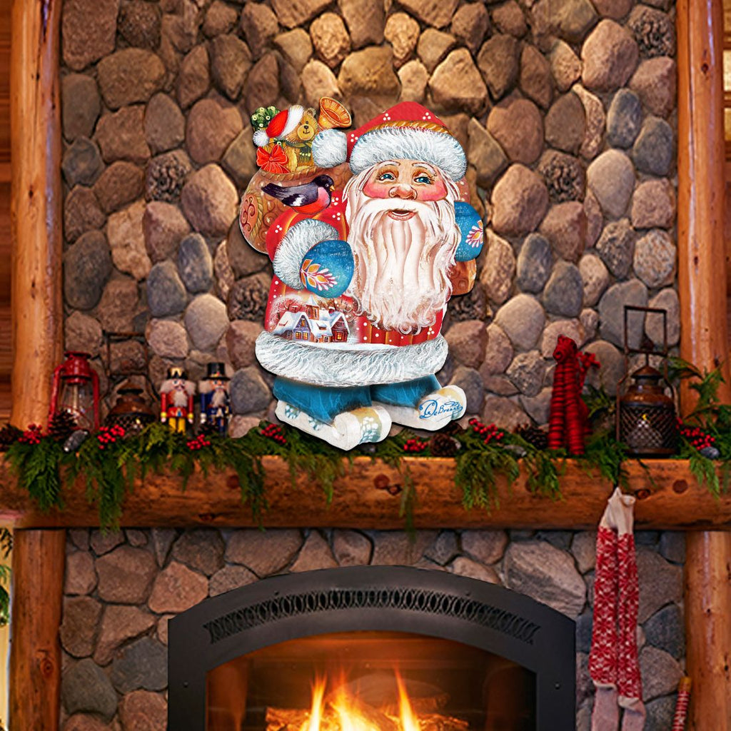 Coming to Town Santa Christmas Door Decor by G. DeBrekht - Christmas Santa Snowman Decor - 8117663H