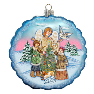 Winter Blessing Flower Glass Ornament by G. DeBrekht - Christmas Santa Snowman Decor - 759-021