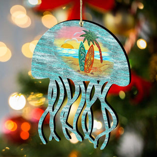 Jellyfish Wooden Ornaments by G. DeBrekht - Coastal Holiday Decor - 8198513