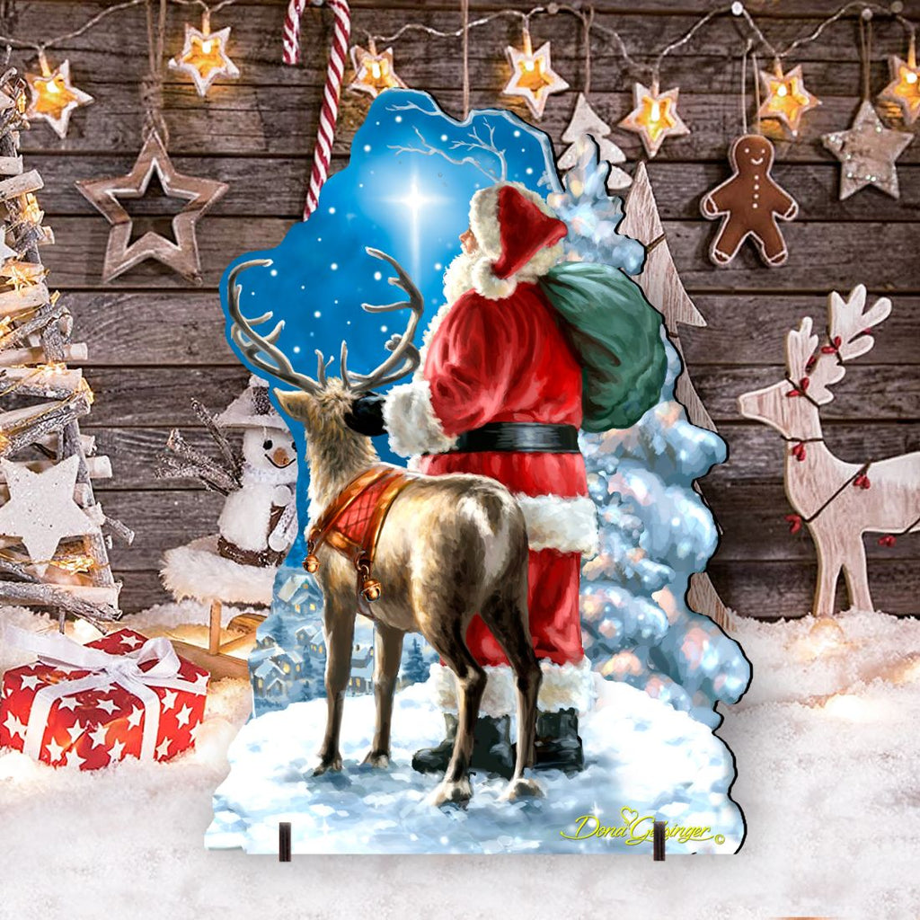 Starry Night Santa Christmas Outdoor Decor by D. Gelsinger - Christmas Santa Snowman Decor - 8461020F-1713