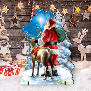 Starry Night Santa Christmas Outdoor Decor by D. Gelsinger - Christmas Santa Snowman Decor - 8461020F-1713