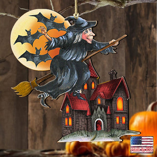 Witch Halloween Wooden Ornaments by G. DeBrekht - Thanksgiving Halloween Decor - 8114010