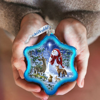 Heaven with Snowman Glass Ornament by D. Gelsinger - Christmas Santa Snowman Decor - 754-102B-DG