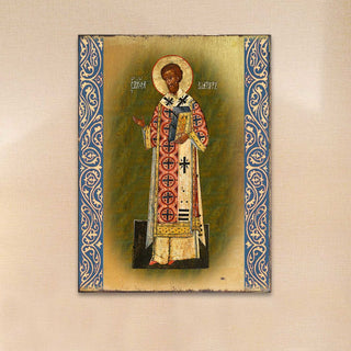 Saint Chrysostom Wooden Gold Plated Religious Christian Sacred Icon - Inspirational Icon Decor - 85054