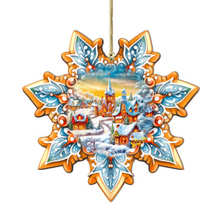 Christmas Night Snowflake Wooden Ornaments by G. Debrekht - Christmas Decor - 8688416