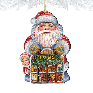 Toy Shop Santa Christmas Wooden Ornaments by G. DeBrekht - Christmas Santa Snowman Decor - 8119172