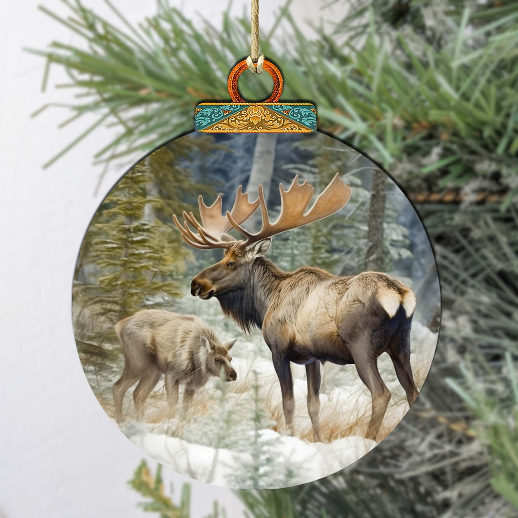 Elk in the Wilderness Wooden Ornaments by G.Debrekht - Wildlife Holiday Decor - 870055