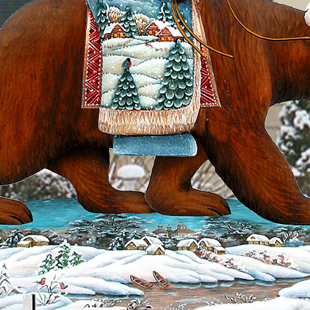 Grizzly Bear Santa Holiday Outdoor Scene by G. DeBrekht - Christmas Decor - 8151128F