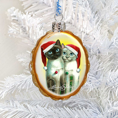Angel Santa Cats Mercury Glass Ornament by Laura Seeley - Pets Dog and Cats Decor - 779214-LS