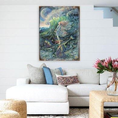 Surfers Dream Fantasy Wooden Wall Art by Josephine Wall - Fantasy Decor - 852152-JW
