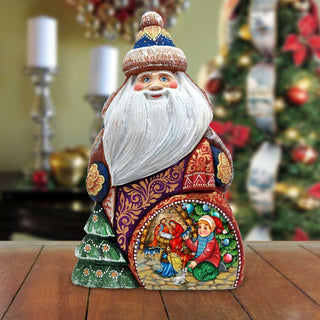 Nativity by the Christmas Tree Santa Hand-Painted WOODCARVED Masterpiece Figurine by G. DeBrekht - Christmas Decor - 8206015