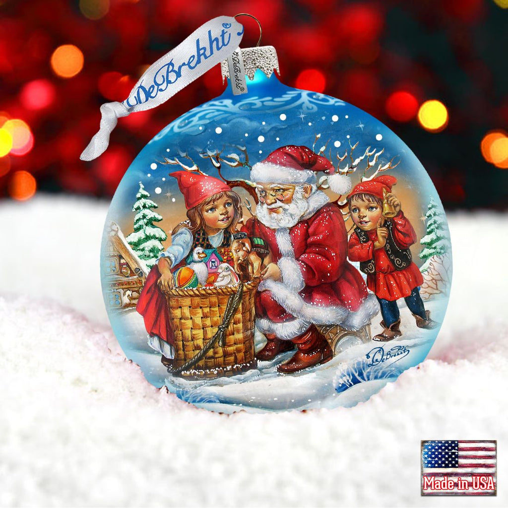 Christmas Ball Glass Ornament by G. DeBrekht - Christmas Santa Snowman Decor - 73367