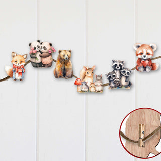 Forest Animals Clip-On Eco Wood Decorative Ornaments Set of 6 by G. Debrekht - Christmas Decor - 8090021C-S6