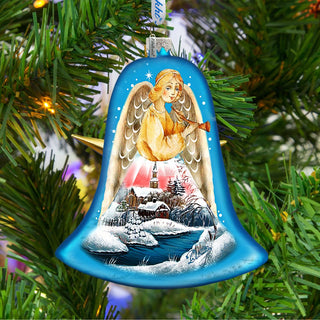 Angel Bell Glass Ornament by G. DeBrekht - Nativity Holiday Decor - 73162