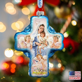 Blessing Cross Glass Ornament by D. Gelsinger - Nativity Holiday Decor - 758-011-DG