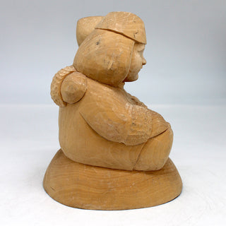 Brother and Sister - Wood-Carved Figurine 5 x 5 x 6 Limited Edition by GDeBrekht - Nature Wood Carving