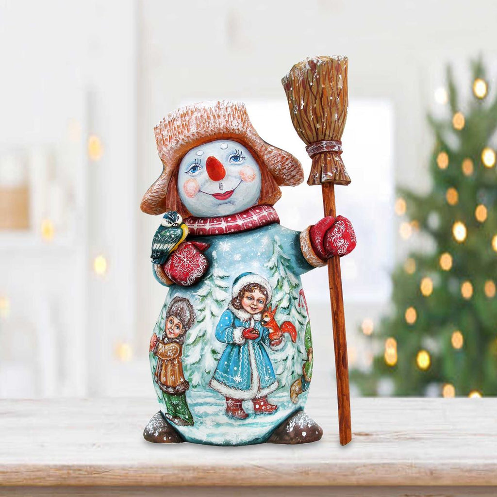 Mrs. Showgirl with Santa Hand-Painted WOODCARVED Masterpiece by G. DeBrekht - Christmas Santa Snowman Decor - 2821584 *** PRE-ORDER - Handmade Just for You! ***
