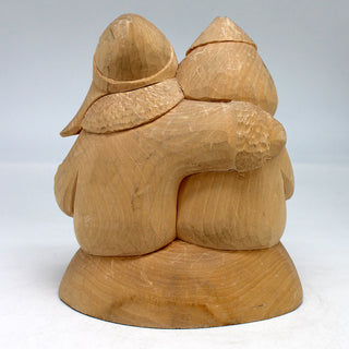 Brother and Sister - Wood-Carved Figurine 5 x 5 x 6 Limited Edition by GDeBrekht - Nature Wood Carving